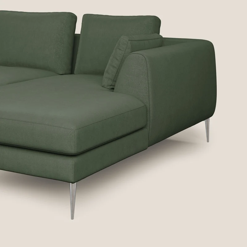Plano canapé d'angle moderne en microfibre technique détachable T11 vert