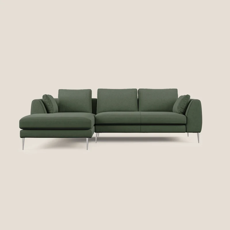 Plano canapé d'angle moderne en microfibre technique détachable T11 vert