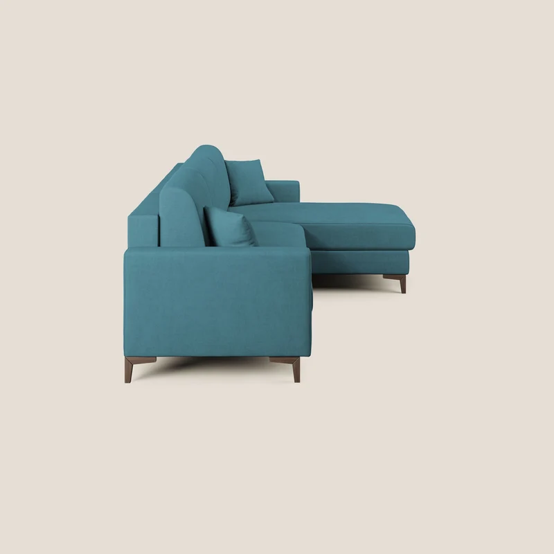 Kafka canapé d'angle convertible en tissu doux imperméable T02 bleu ciel