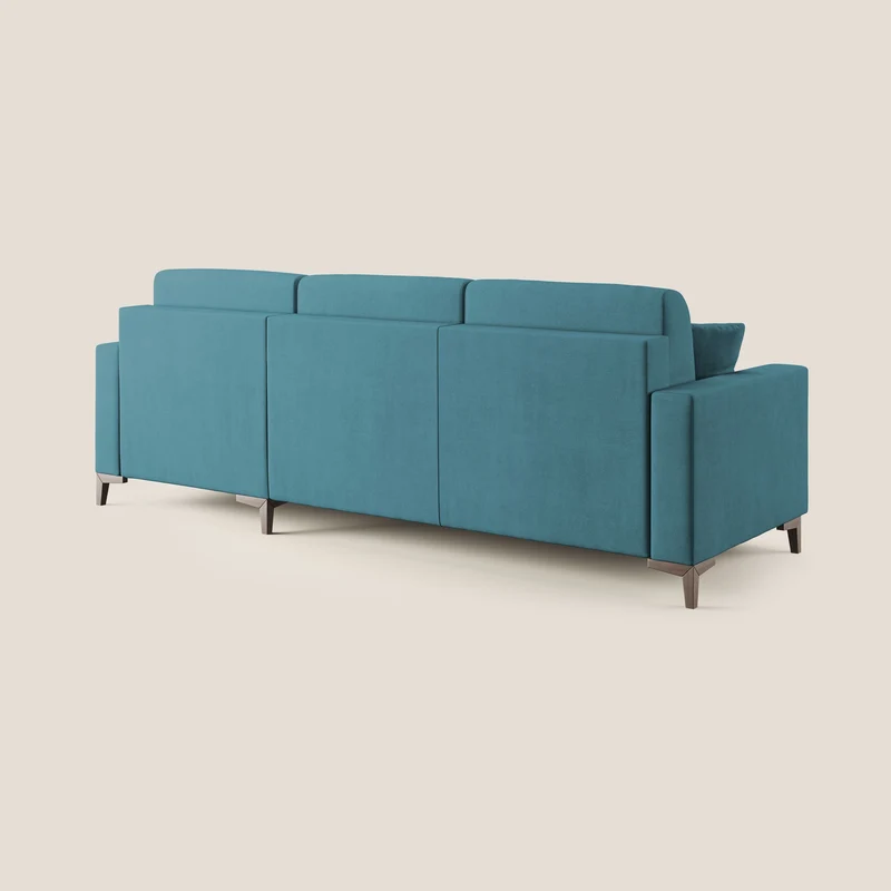 Kafka canapé d'angle convertible en tissu doux imperméable T02 bleu ciel