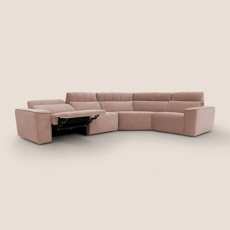 Clark canapé modulable d'angle REVERSIBLE avec option relax électrique en tissu détachable imperméable T17 rose