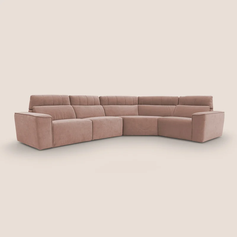 Clark canapé modulable d'angle REVERSIBLE avec option relax électrique en tissu détachable imperméable T17 rose