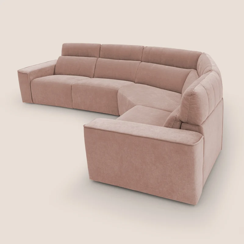 Clark canapé modulable d'angle REVERSIBLE avec option relax électrique en tissu détachable imperméable T17 rose