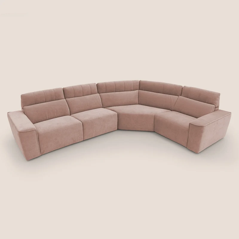 Clark canapé modulable d'angle REVERSIBLE avec option relax électrique en tissu détachable imperméable T17 rose
