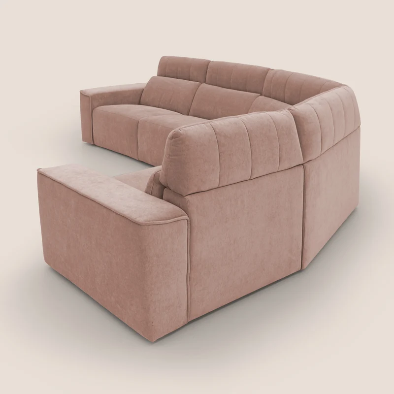 Clark canapé modulable d'angle REVERSIBLE avec option relax électrique en tissu détachable imperméable T17 rose