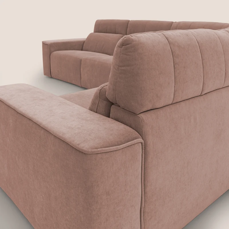 Clark canapé modulable d'angle REVERSIBLE avec option relax électrique en tissu détachable imperméable T17 rose