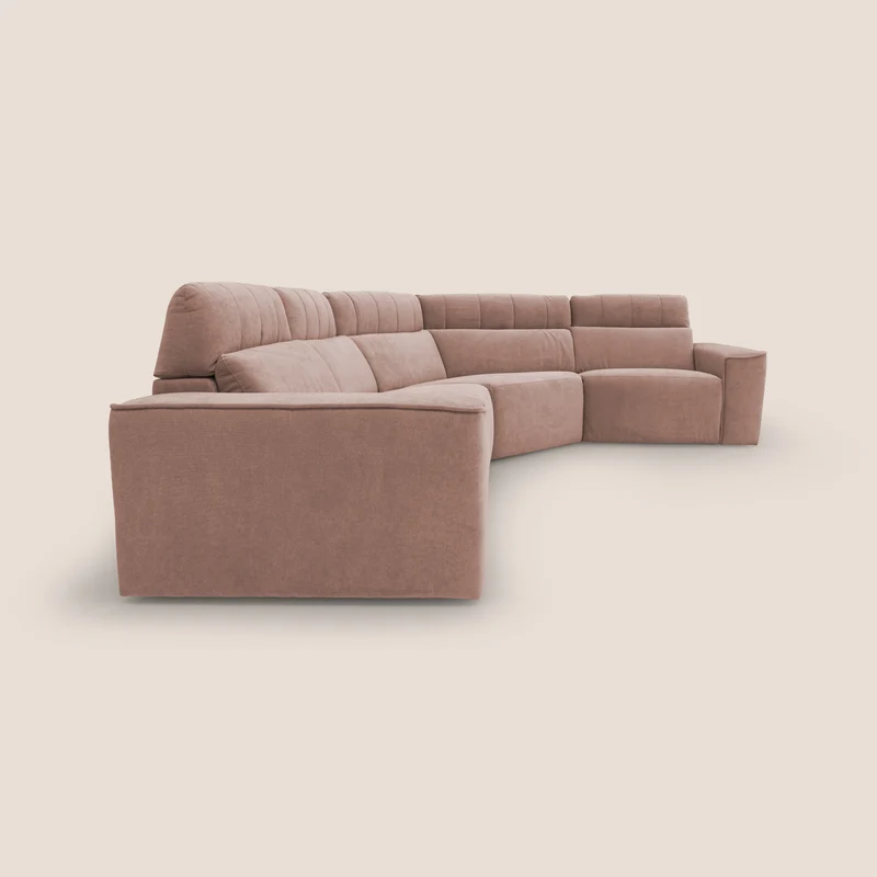 Clark canapé modulable d'angle REVERSIBLE avec option relax électrique en tissu détachable imperméable T17 rose