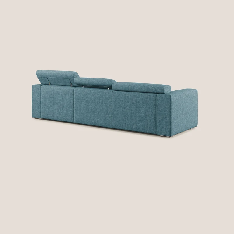Vegas canapé d'angle avec têtières inclinables en tissu doux imperméable T06 bleu ciel