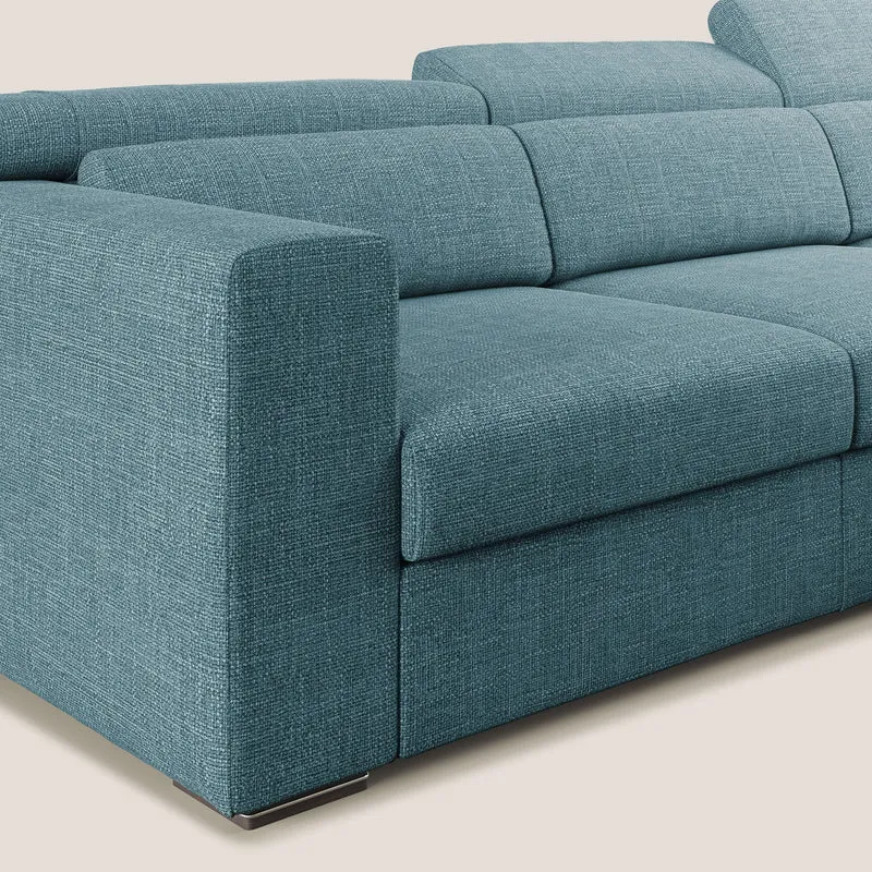 Vegas canapé d'angle avec têtières inclinables en tissu doux imperméable T06 bleu ciel