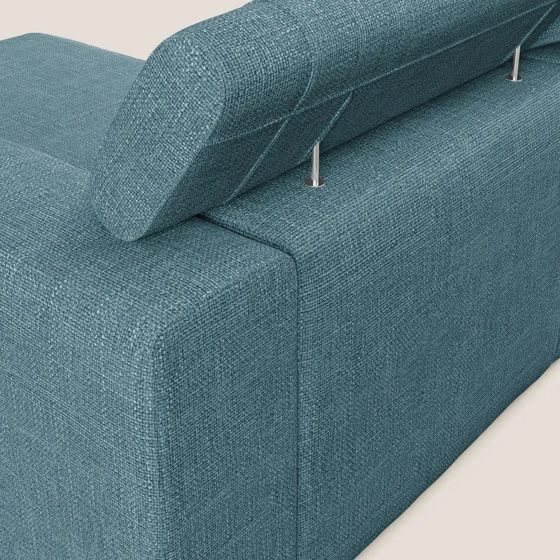 Vegas canapé d'angle avec têtières inclinables en tissu doux imperméable T06 bleu ciel