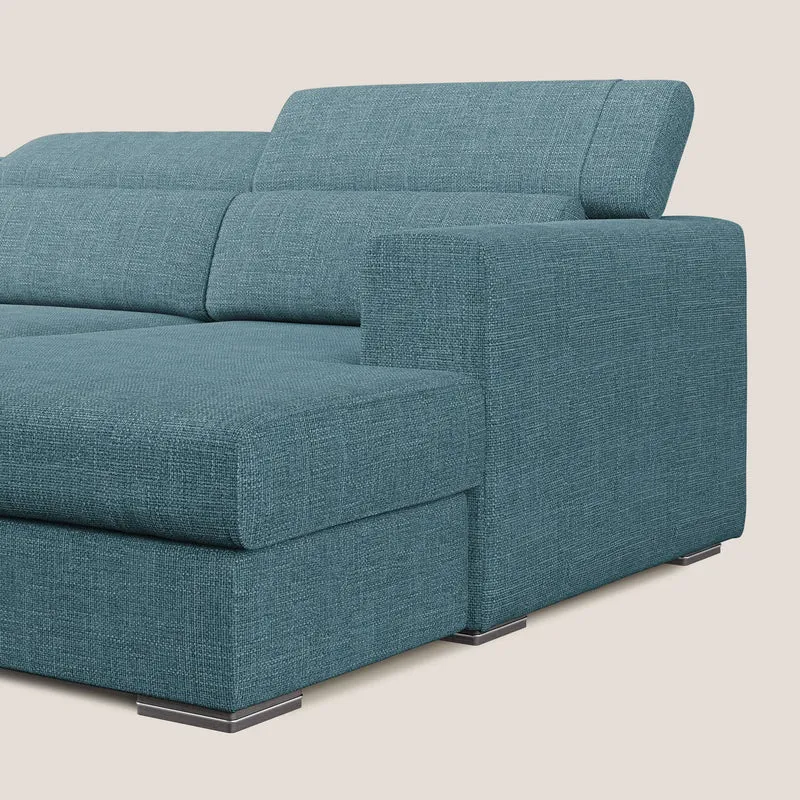 Vegas canapé d'angle avec têtières inclinables en tissu doux imperméable T06 bleu ciel