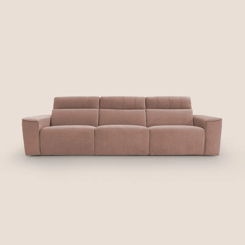 Clark Canapé modulable avec 3 assises et avec option relax électrique en tissu imperméable et détachable T17 rose