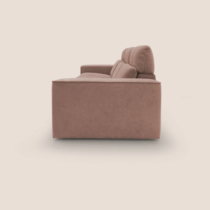 Clark Canapé modulable avec 3 assises et avec option relax électrique en tissu imperméable et détachable T17 rose
