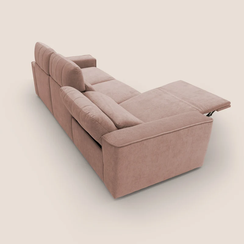 Clark Canapé modulable avec 3 assises et avec option relax électrique en tissu imperméable et détachable T17 rose
