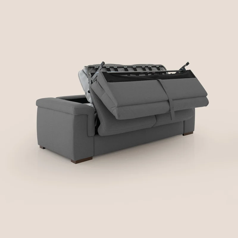 Magnolia canapé convertible avec matelas H 18cm et dossier haut et moelleux en tissu détachable T05 anthracite