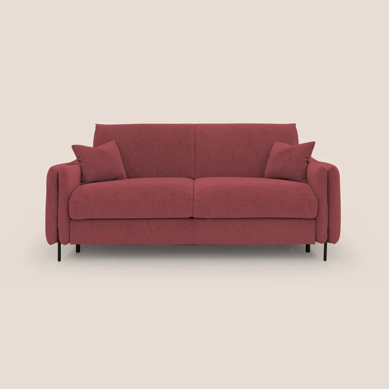 Gregory Canapé-lit avec matelas h18 cm en microfibre effet velours imperméable T09 rouge