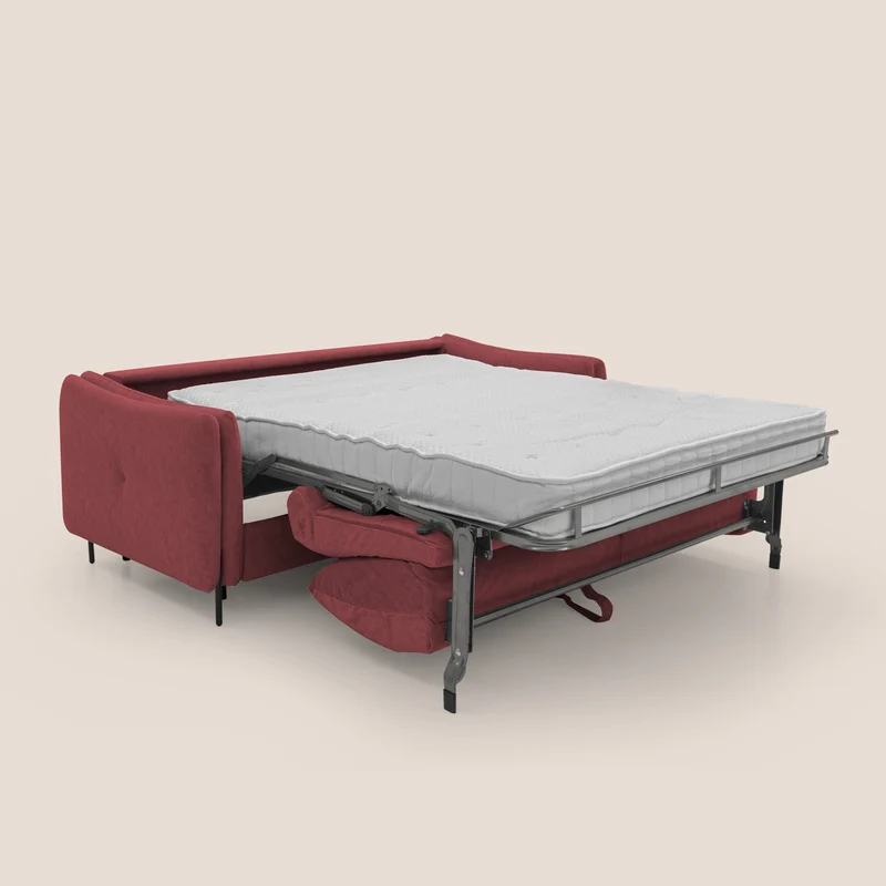 Gregory Canapé-lit avec matelas h18 cm en microfibre effet velours imperméable T09 rouge