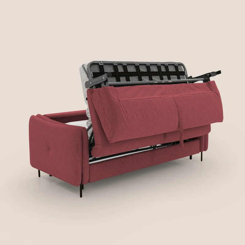 Gregory Canapé-lit avec matelas h18 cm en microfibre effet velours imperméable T09 rouge