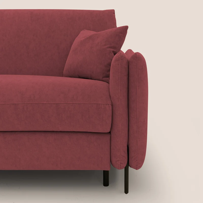 Gregory Canapé-lit avec matelas h18 cm en microfibre effet velours imperméable T09 rouge