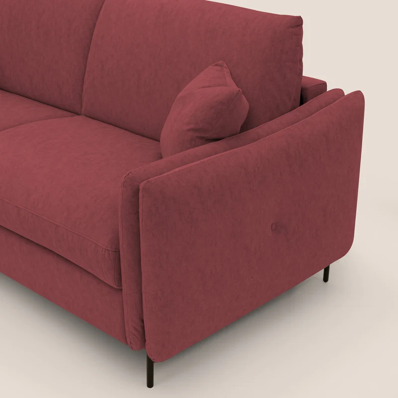 Gregory Canapé-lit avec matelas h18 cm en microfibre effet velours imperméable T09 rouge