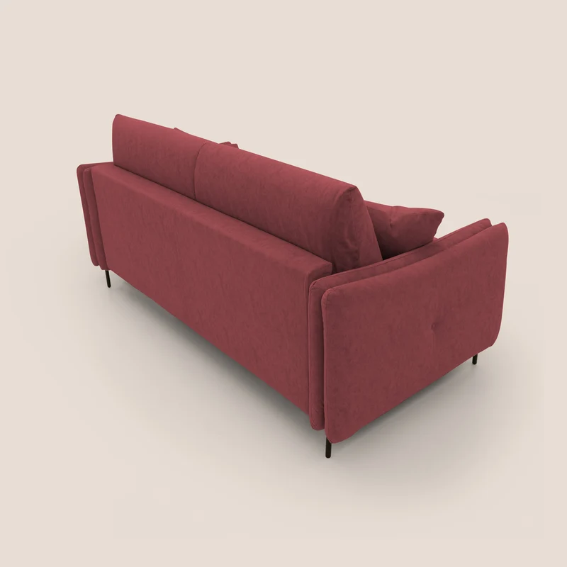 Gregory Canapé-lit avec matelas h18 cm en microfibre effet velours imperméable T09 rouge