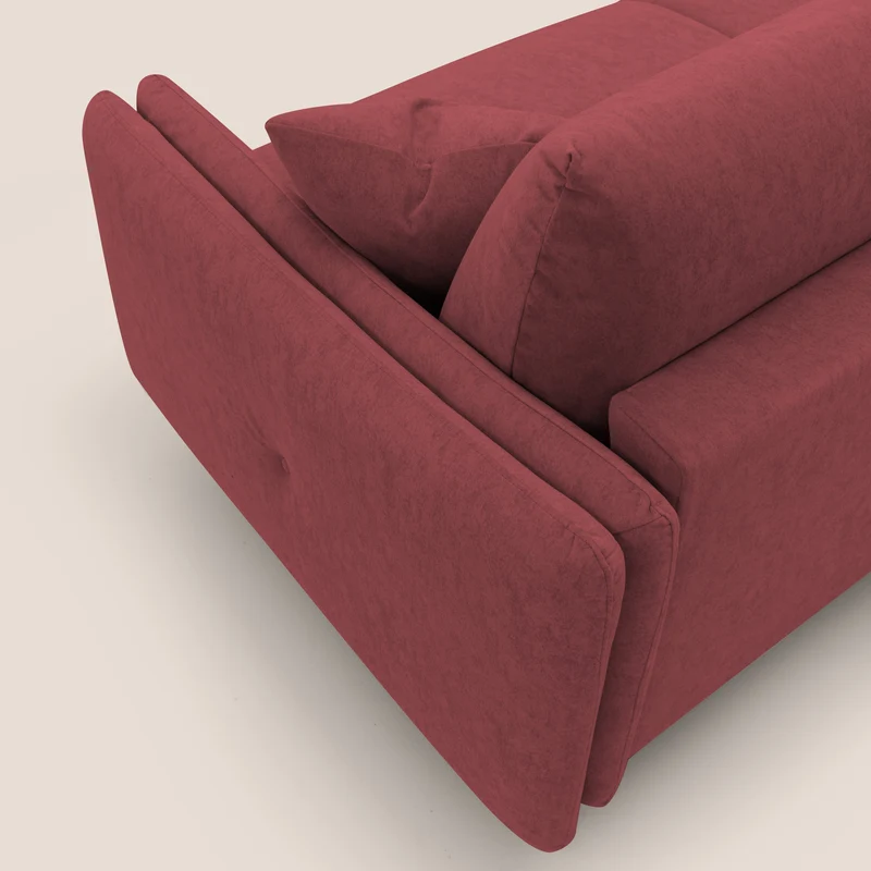 Gregory Canapé-lit avec matelas h18 cm en microfibre effet velours imperméable T09 rouge