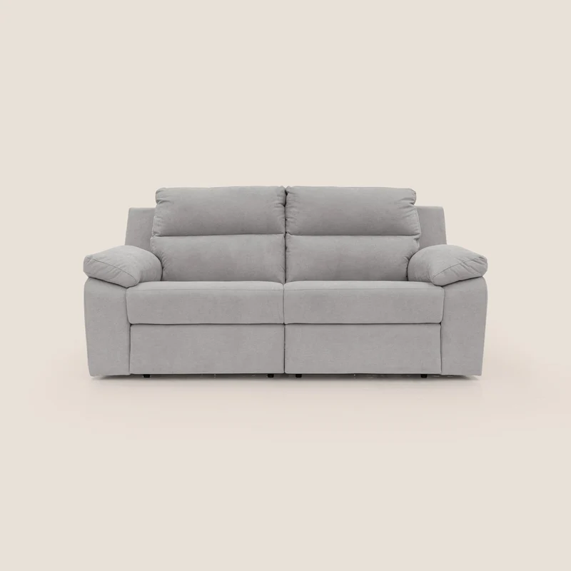 Romeo Canapé avec relax électrique en tissu doux imperméable T02 gris clair