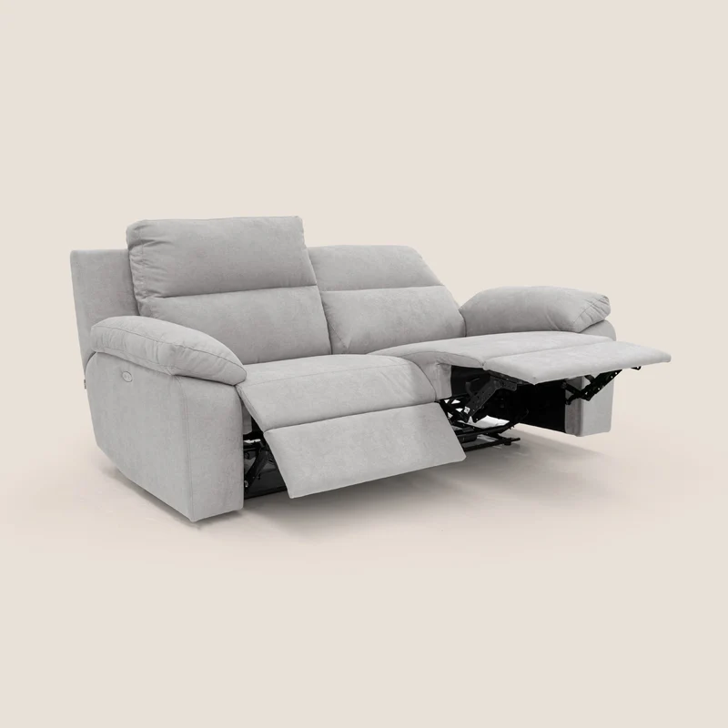Romeo Canapé avec relax électrique en tissu doux imperméable T02 gris clair