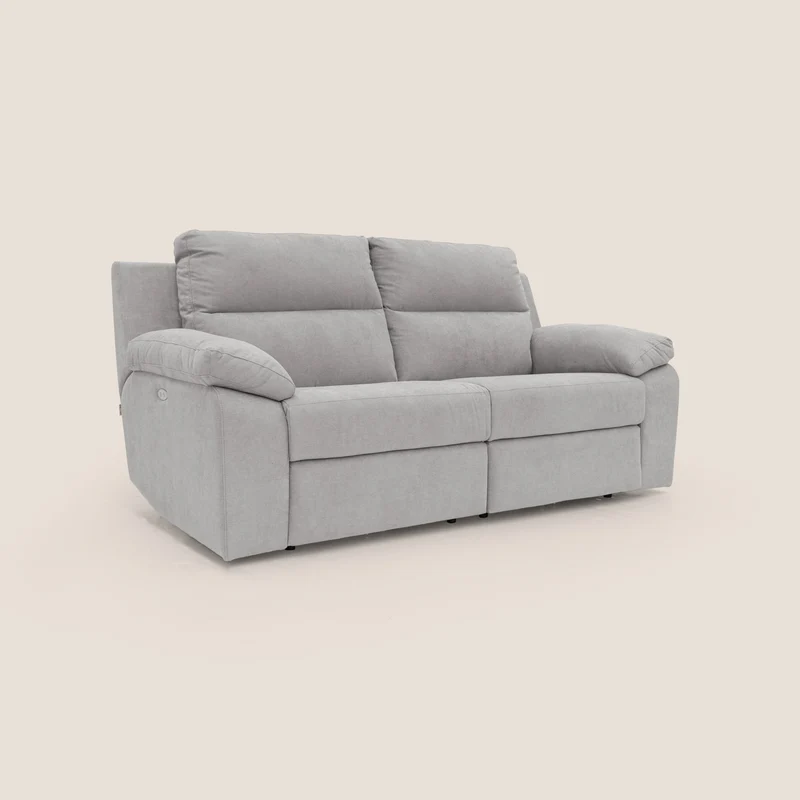 Romeo Canapé avec relax électrique en tissu doux imperméable T02 gris clair