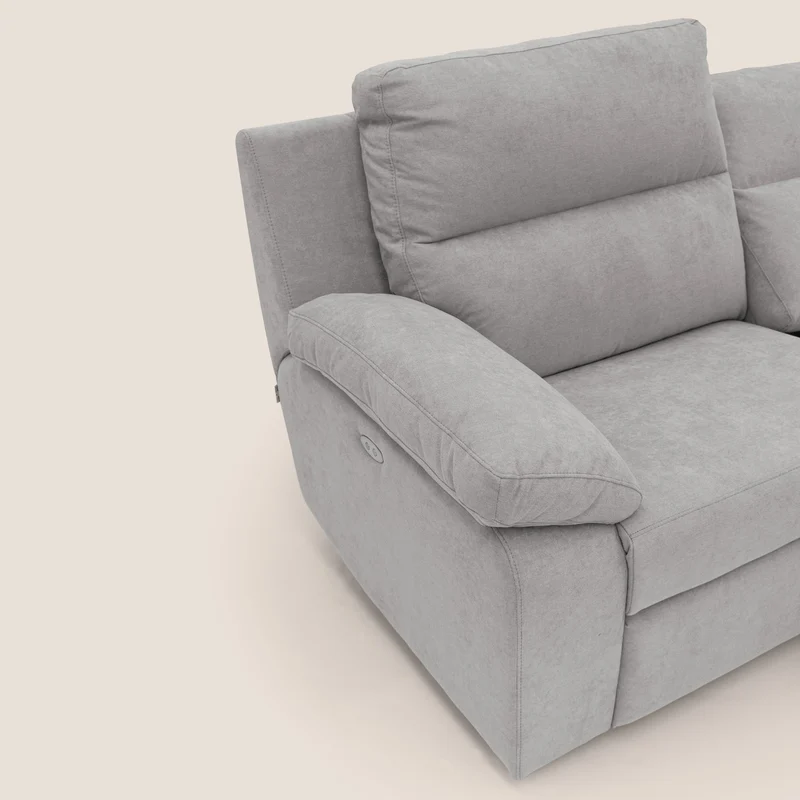 Romeo Canapé avec relax électrique en tissu doux imperméable T02 gris clair