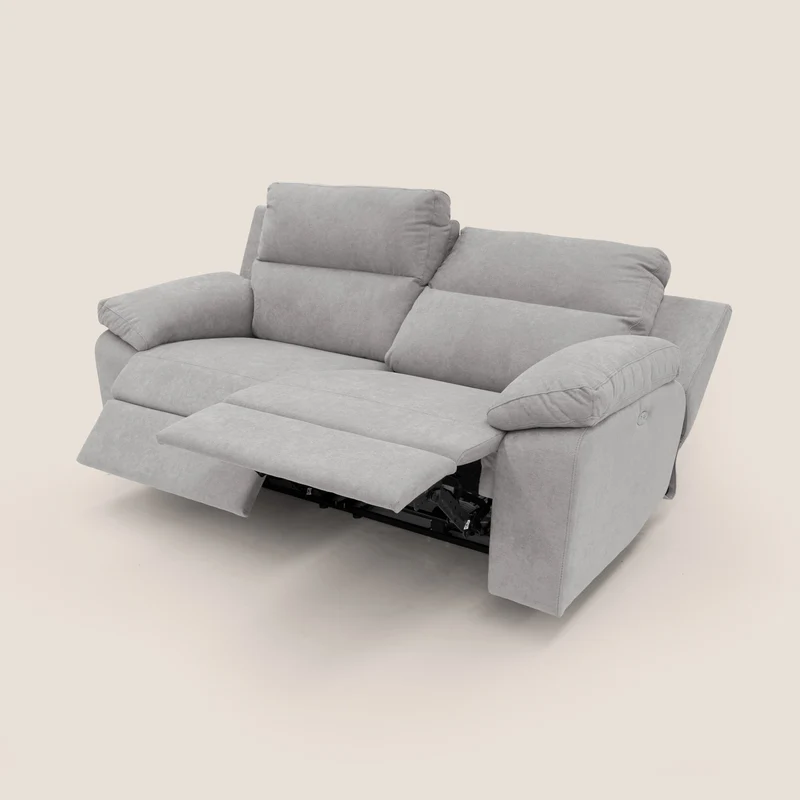 Romeo Canapé avec relax électrique en tissu doux imperméable T02 gris clair