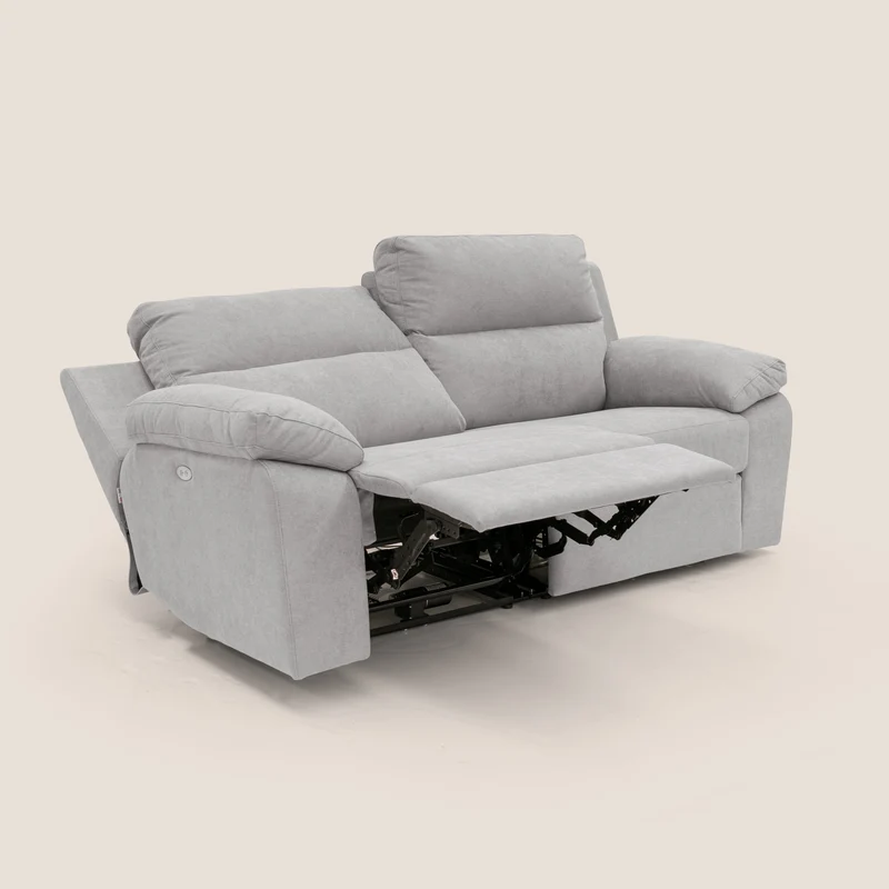 Romeo Canapé avec relax électrique en tissu doux imperméable T02 gris clair