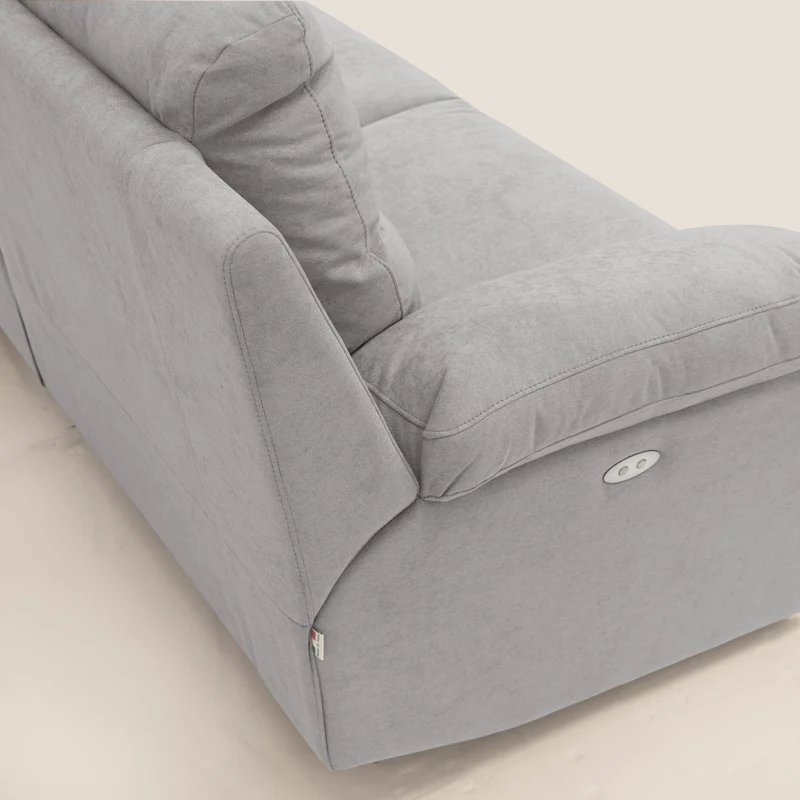Romeo Canapé avec relax électrique en tissu doux imperméable T02 gris clair