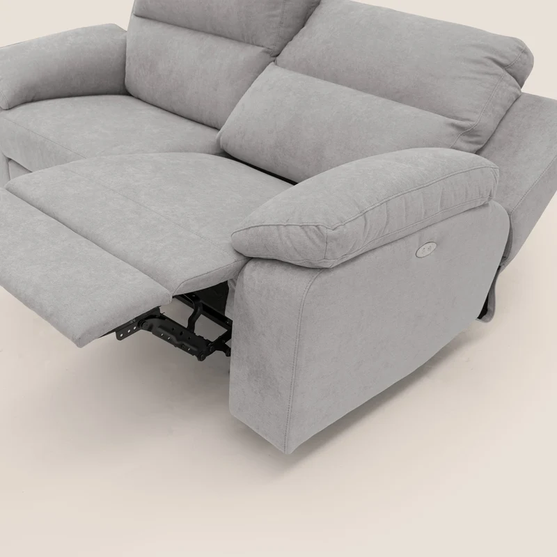 Romeo Canapé avec relax électrique en tissu doux imperméable T02 gris clair