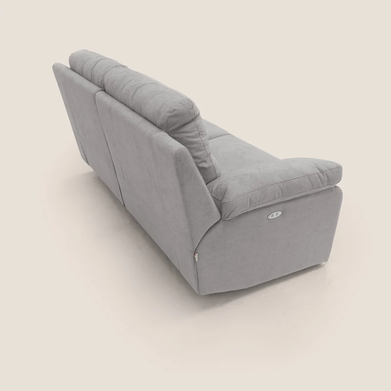 Romeo Canapé avec relax électrique en tissu doux imperméable T02 gris clair