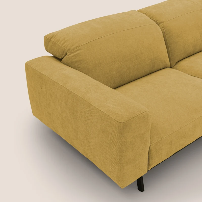 Sakura Canapé d'angle RÉVERSIBLE et modulable en tissu doux et imperméable T14 jaune