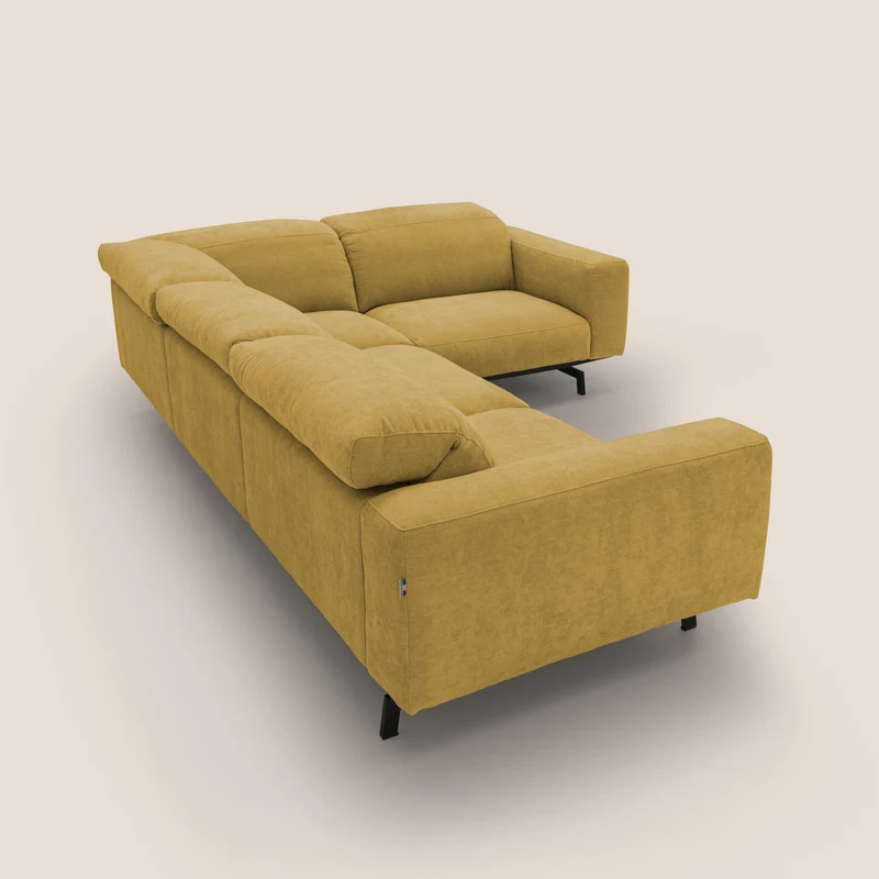 Sakura Canapé d'angle RÉVERSIBLE et modulable en tissu doux et imperméable T14 jaune