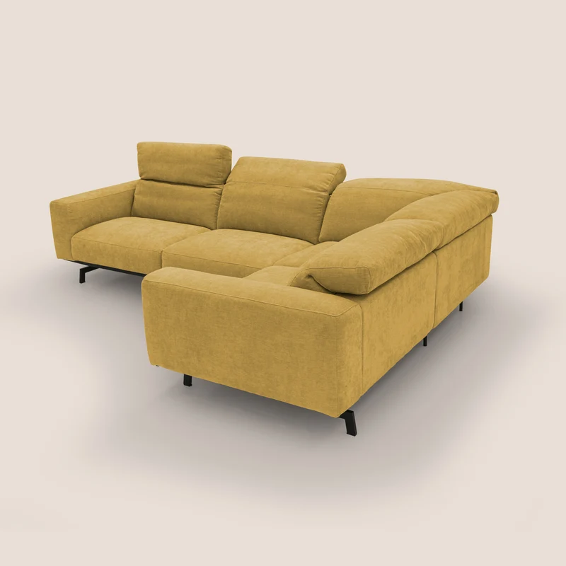 Sakura Canapé d'angle RÉVERSIBLE et modulable en tissu doux et imperméable T14 jaune