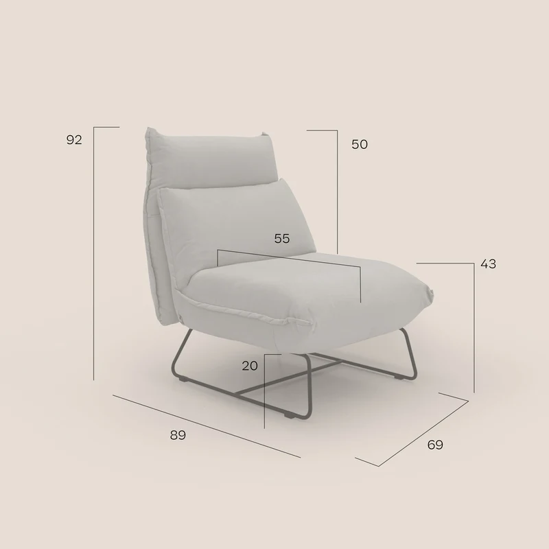 Tessa Fauteuil au design moderne en microfibre détachable T11 gris