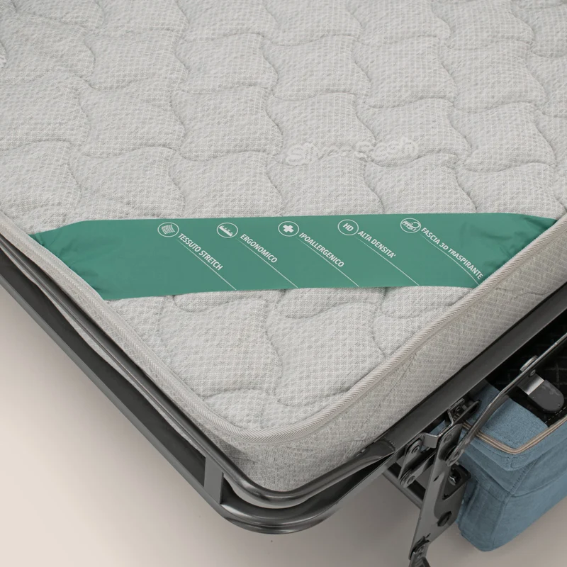 Bjorn Canapé convertible avec matelas H 18cm et têtières réglables en tissu imperméable T02 sucre glace