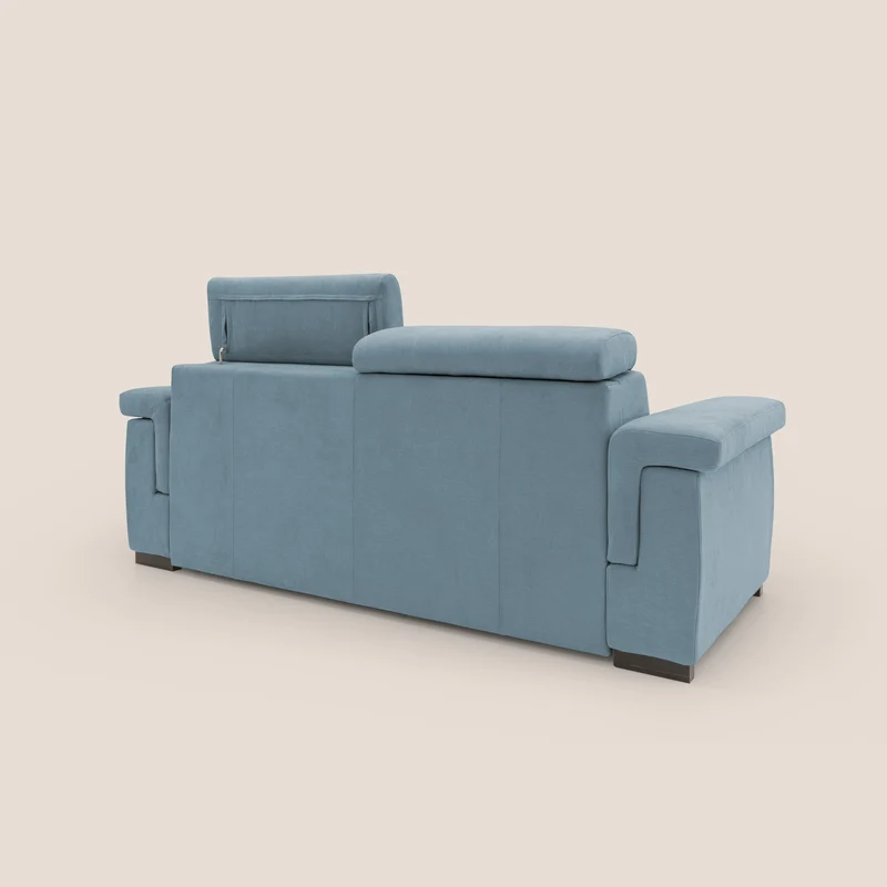Bjorn Canapé convertible avec matelas H 18cm et têtières réglables en tissu imperméable T02 sucre glace