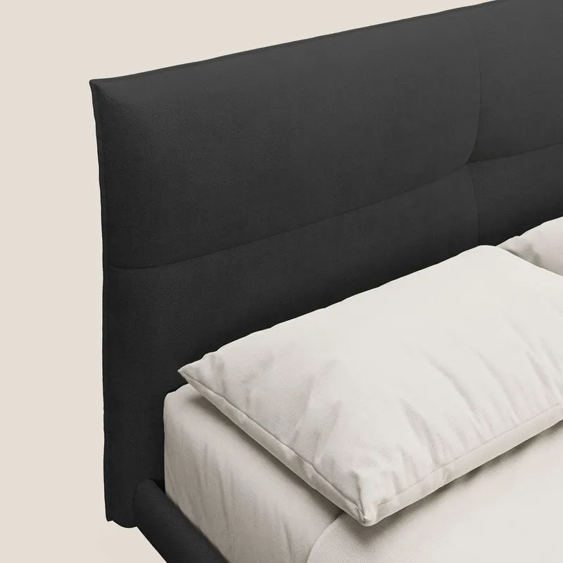 Akiko lit rembourré avec pieds hauts en métal en tissu imperméable T02 noir