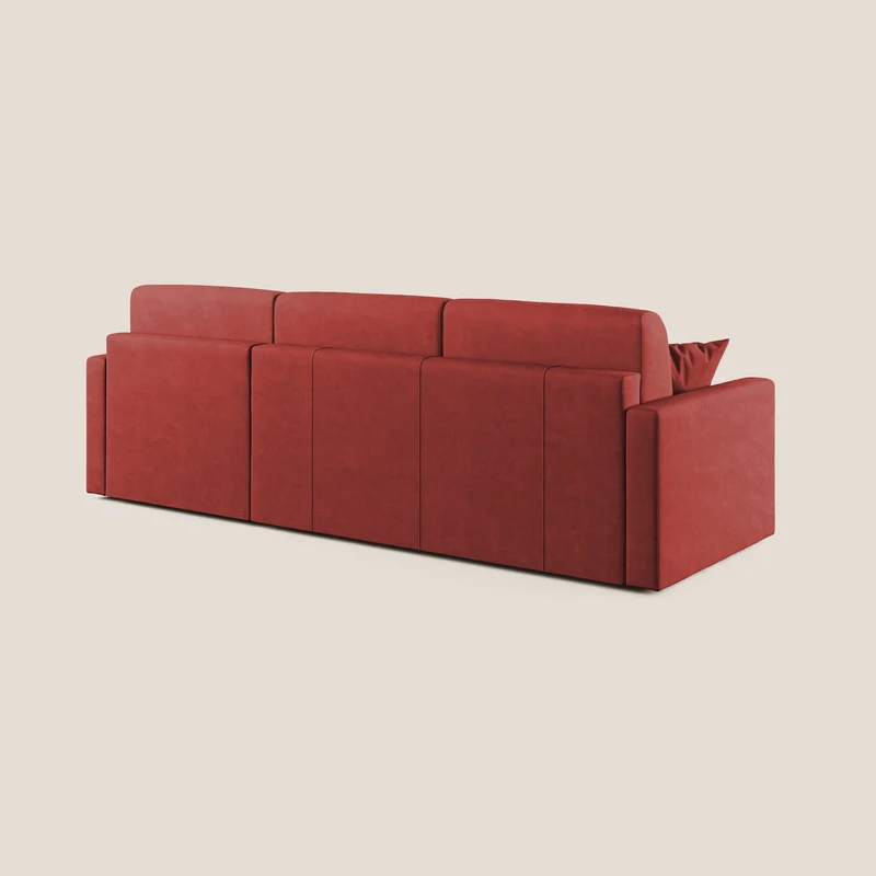Chris canapé d'angle convertible en microfibre détachable T11 rouge