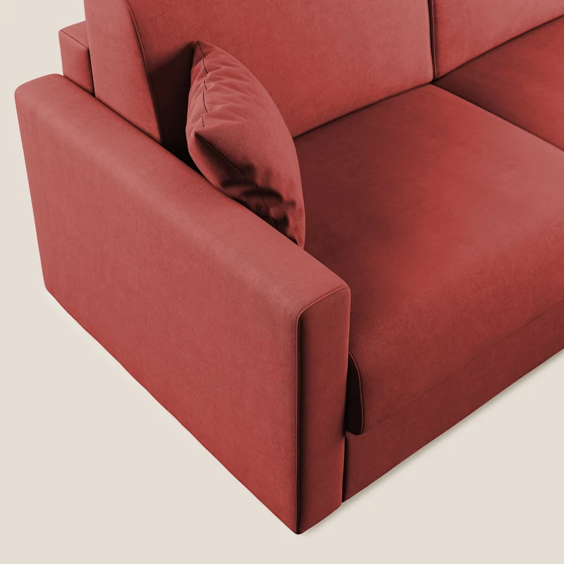 Chris canapé d'angle convertible en microfibre détachable T11 rouge