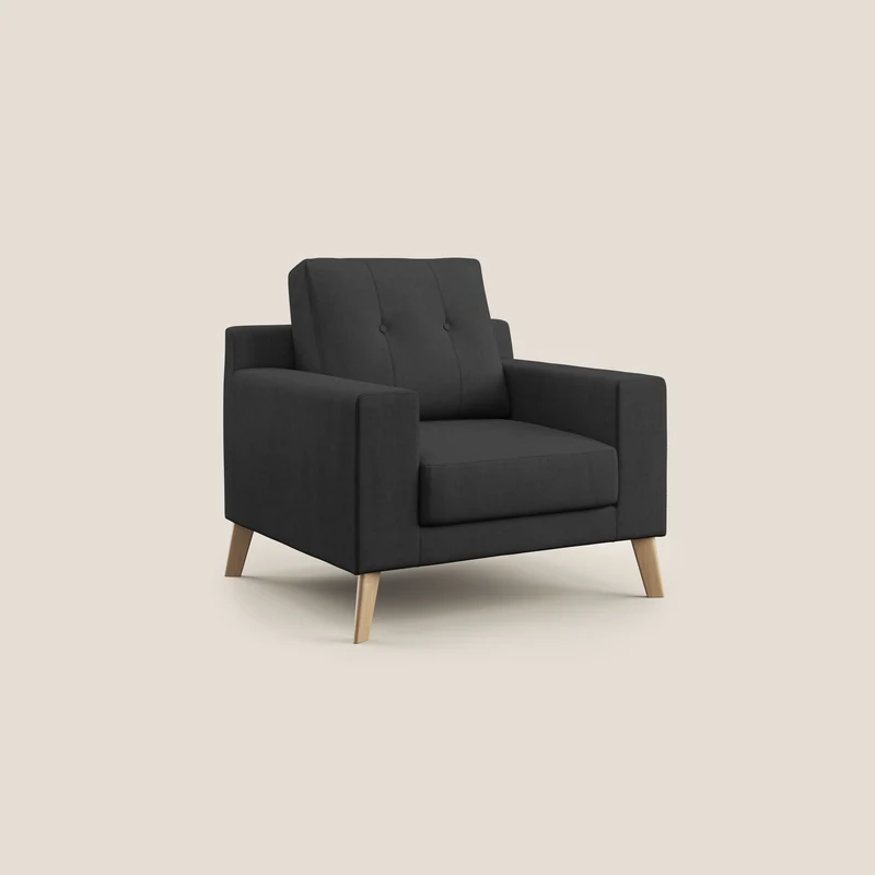 Danish Fauteuil en tissu doux imperméable T02 noir