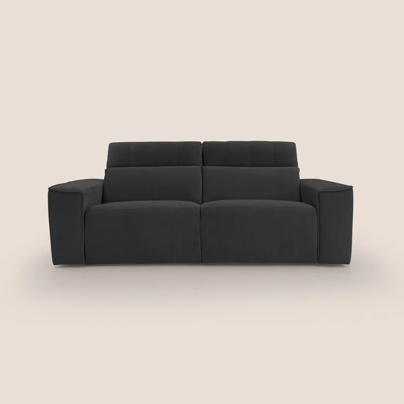 Clark Canapé modulable avec option relax électrique en tissu imperméable et détachable T17 noir