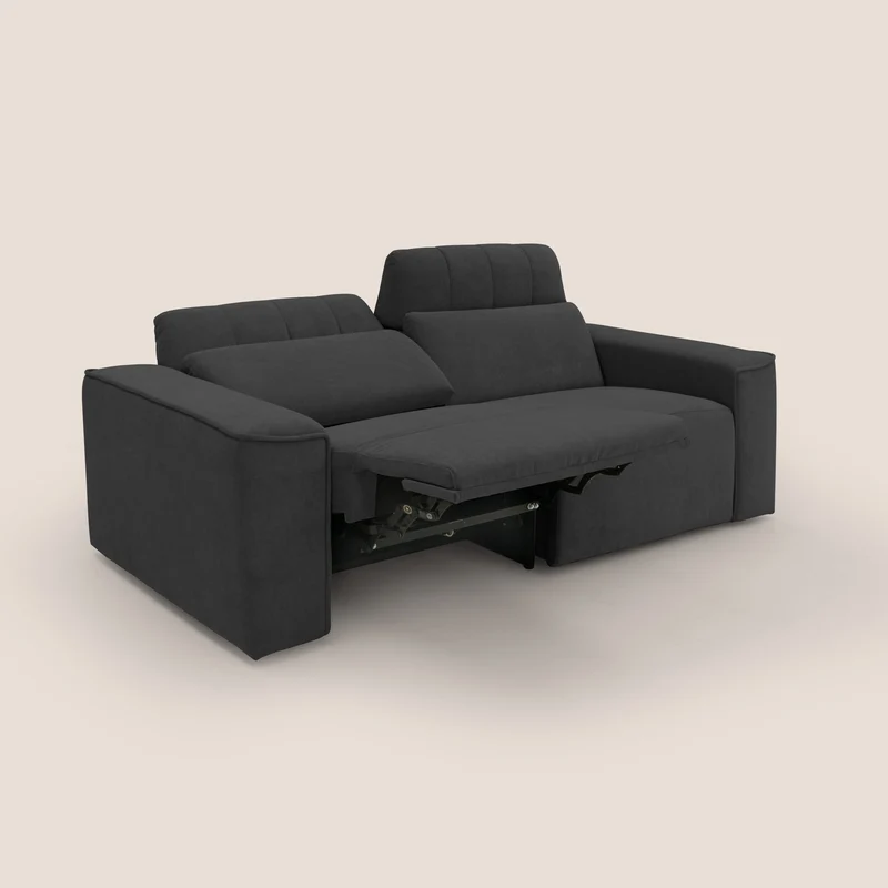 Clark Canapé modulable avec option relax électrique en tissu imperméable et détachable T17 noir