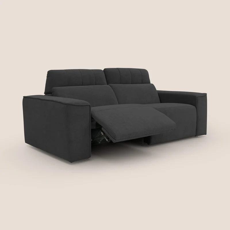 Clark Canapé modulable avec option relax électrique en tissu imperméable et détachable T17 noir