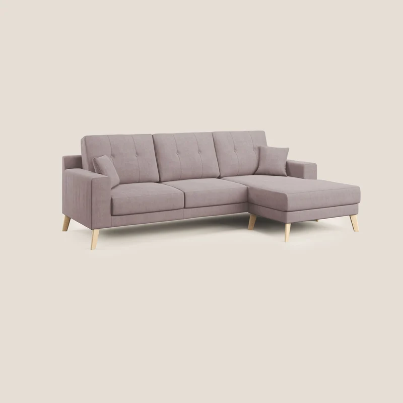Danish canapé d'angle moderne reversible en tissu doux imperméable T02 rose