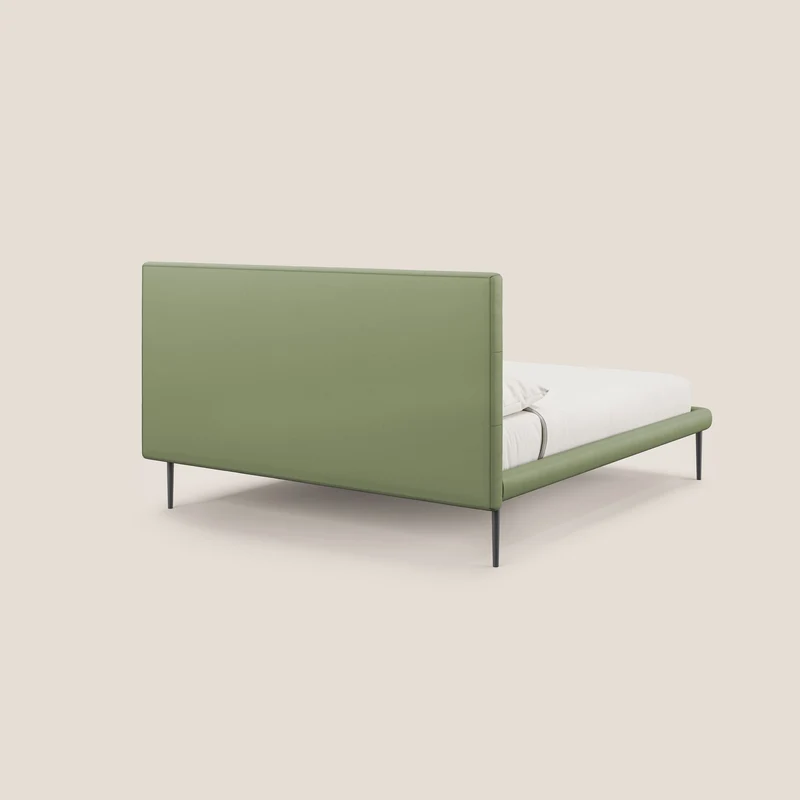 Midori lit rembourré capitonné avec pieds hauts en similicuir T04 vert